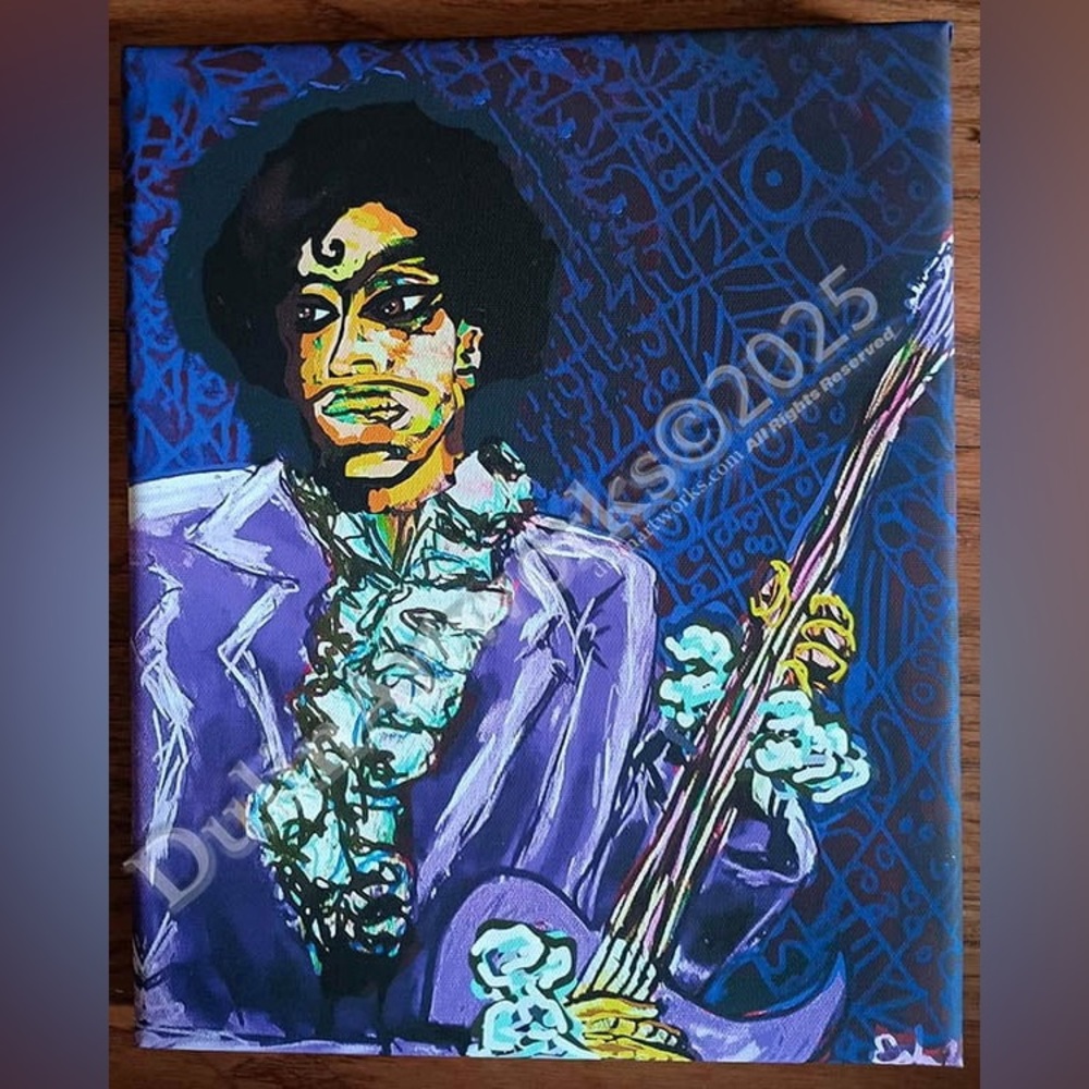 Purple Themed Prince The  Musician Canvas Art